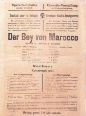 Tipografia J. Kaden; Afiș pentru opereta „Der Bey von Marocco”