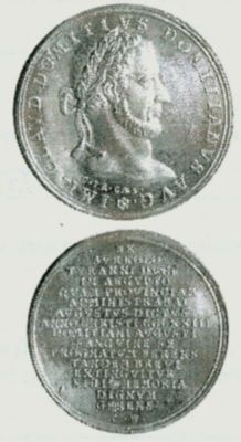 Medalie dedicată uzurpatorului Claudius Domitian