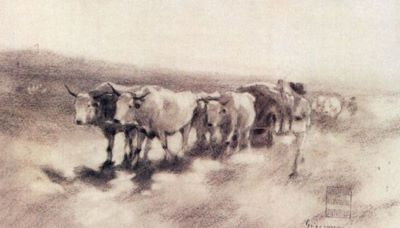desen - Grigorescu, Nicolae; Care cu boi