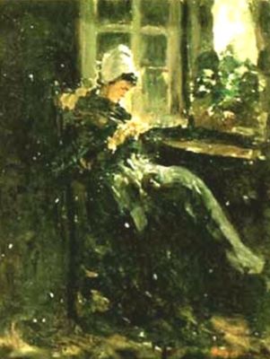 pictură - Grigorescu, Nicolae; Bretonă lucrând (La fereastră)