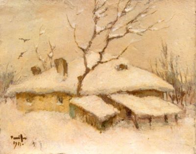 pictură - Tonitza, Nicolae; Case sub zăpadă
