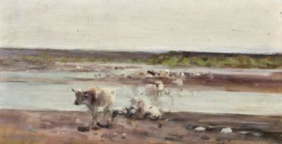 pictură - Grigorescu, Nicolae; Cireadă ieșind din apă