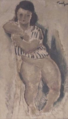 pictură - Tonitza, Nicolae; Nud de adolescentă șezând