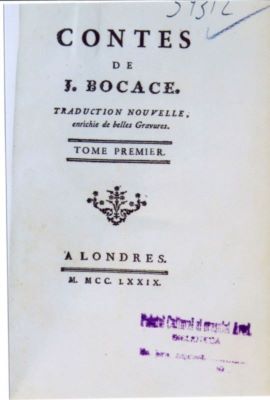 carte - Contes de J. Bocace; Giovanni Boccaccio