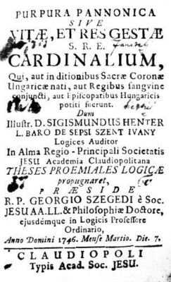 carte veche - Sámuel, Timon, autor; Purpura Pannonica sive Vitae, et Res Gestae S.R.E. Cardinalium