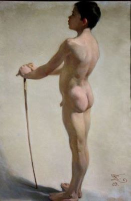 pictură - Dörschlag, Carl; Băiat cu baston