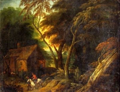 pictură - Schinnagel, Max Josef; Drum în pădure; pandant: Casă țărănească