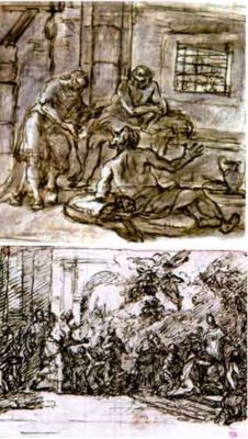 desen - Diziani, Gaspare; Prezentarea Mariei la templu (față); Iosef explică visele fraților (verso)