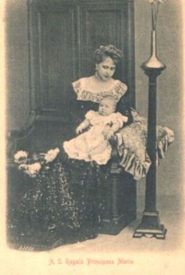 carte poștală ilustrată; Principesa Maria a României cu Principesa Mărioara