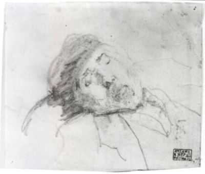 grafică - Grigorescu, Nicolae; Bătrân moțăind