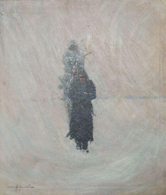 pictură de șevalet - Băncilă, Octav; Compoziție cu doi soldați iarna (Dezertorul)