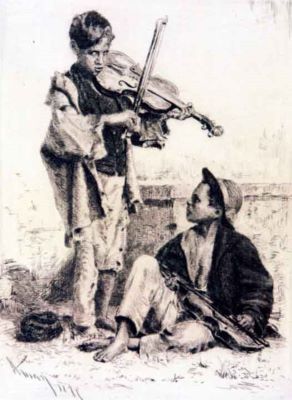 gravură - Aman, Theodor; Lăutari
