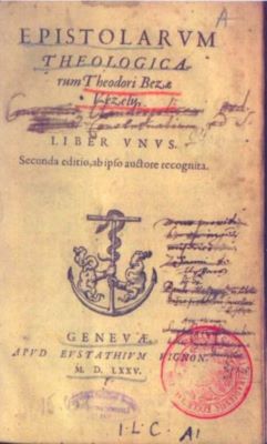 carte veche - Beza, Theodorus; Lascovius Petrus; Epistolarum theologicarum liber unus