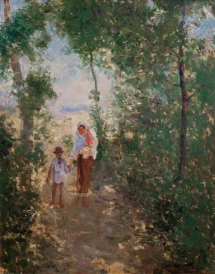 pictură de șevalet - Vermont, Nicolae; Țărancă cu copii
