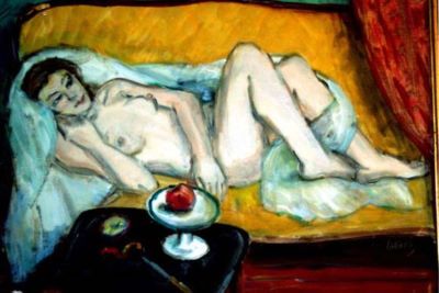 pictură - Pallady, Theodor; Nud pe canapea galbenă