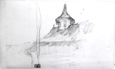 grafică - Grigorescu, Nicolae; Turla bisericii din Trăisteni