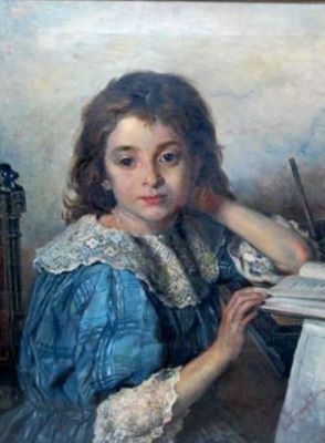 pictură de șevalet - Bardasare-Panaiteanu, Emanoil; Fetiță studiind