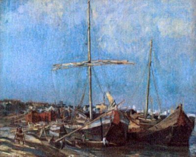 pictură de șevalet - Steriadi, Jean Alexandru; Corăbii în portul Brăila