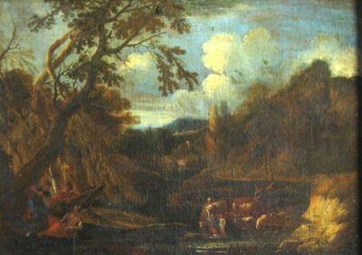 pictură - d'Arthois, Jacques (în registrul inventar: Maniera lui Jaques d'Arthois); La adăpost