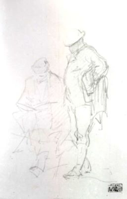 schiță - Grigorescu, Nicolae; Pictor lucrând