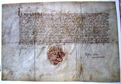 document - Ferdinand I; Împăratul Ferdinand I (1526 - 1564) reconfirmă vechile libertăți ale locuitorilor din Mintiu, dintre care unii fugiți în urma răscoalei lui Gheorghe Doja din anul 1514.