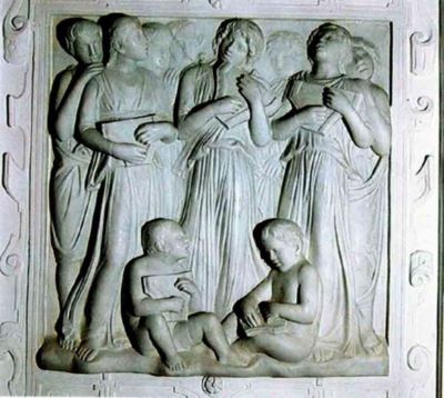 basorelief; Grup de copii cântând
