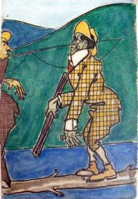 carte poștală ilustrată - Vorel, Lascăr; La pescuit