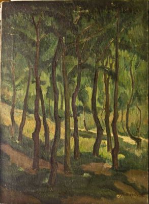 pictură de șevalet - Avakian, Hrandt; Peisaj cu copaci la Balcic