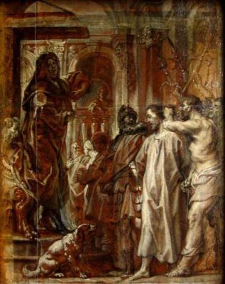 pictură - Jordanes, Jacob; Iisus în fața lui Caiafa