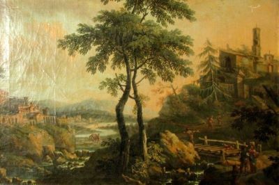 pictură - Steinwald, Anton; Peisaj stâncos cu ruine; pandant: Peisaj muntos cu ruine
