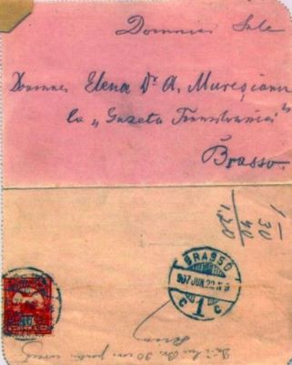 scrisoare - Mureșianu, A. Aurel; Mureșianu Aurel A către mama sa, Elena