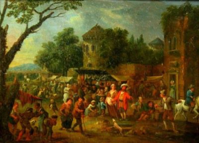 pictură - Canton, Franz Thomas; Scenă de târg (Iarmarocul)