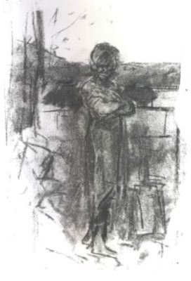grafică - Grigorescu, Nicolae; Tânără țărancă