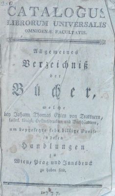 carte veche; Catalogus librorum universalis omnigenae facultatis