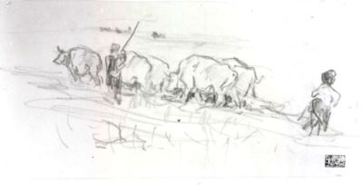 grafică - Grigorescu, Nicolae; La arat
