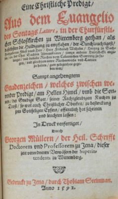carte veche - Mylius, Georg (autor); Eine Christliche predigt aus dem Evangelio des Sontags laetare
