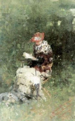 pictură - Grigorescu, Nicolae; Portret cu pălărie roșie
