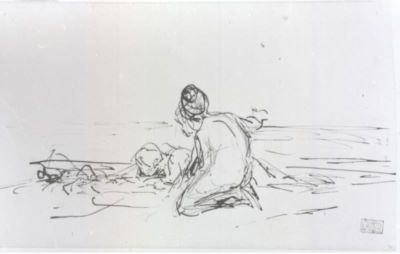 grafică - Grigorescu, Nicolae; Pe plajă
