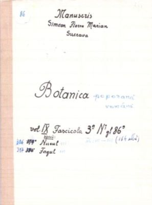 manuscris - Marian, Simion Florea; Botanică poporană: vol. IX, fascicola 3: specii: Nucul, Fagul