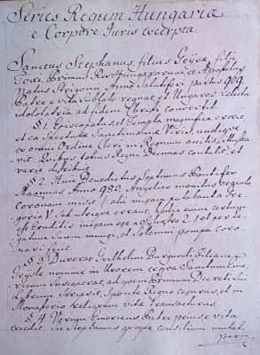 manuscris; Series regum Hungariae e corpore iuris excerpta