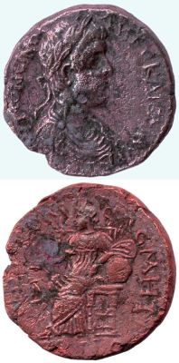 monedă romană; mon. Tomis, Caracalla