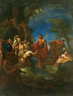 pictură - Anonim italian (în registrul inventar: Francesco Trevisani); Botezul lui Cristos în Iordan