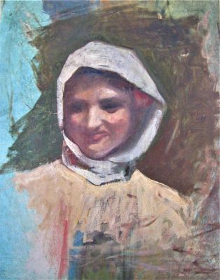 pictură de șevalet - Satmary, Alexandru C.; Fata cu basma albă