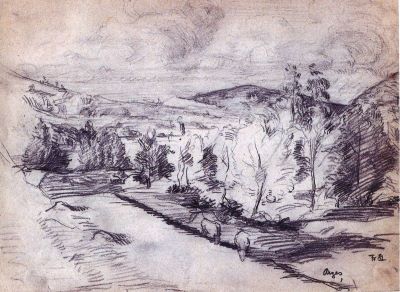 desen - Storck, Frederick; Peisaj din Argeș