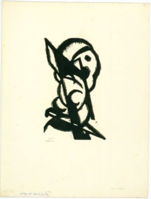 linogravură - Mattis-Teutsch, Hans; Compoziție abstractă; Compoziție – verso