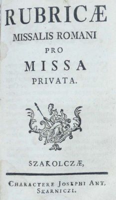 carte veche; Rubricae missalis romani pro missa privata