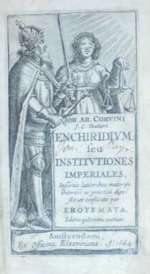 carte veche - Johannes Arnold Corvinus, autor; Johannis Arn. Corvini J. C. Batavi Enchiridium