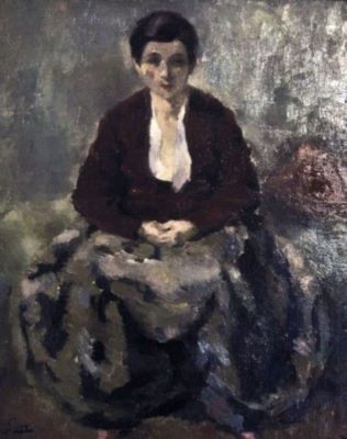 pictură - Șirato, Francisc; Femeie în bluză roșie