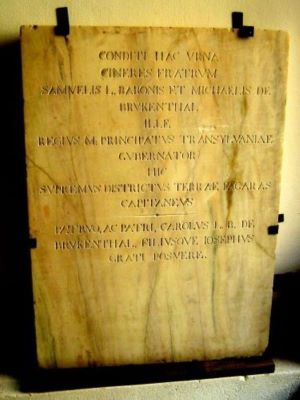 placă funerară; placa de mormânt a lui Samuel von Brukenthal