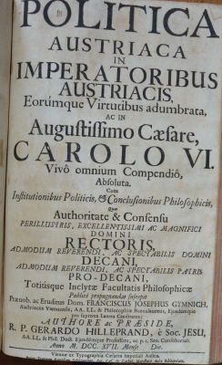 carte veche - Franciscus Josephus Gymnich; Gerardus Hilleprand (autor); Politica Austriaca in imperatoribus austriacis